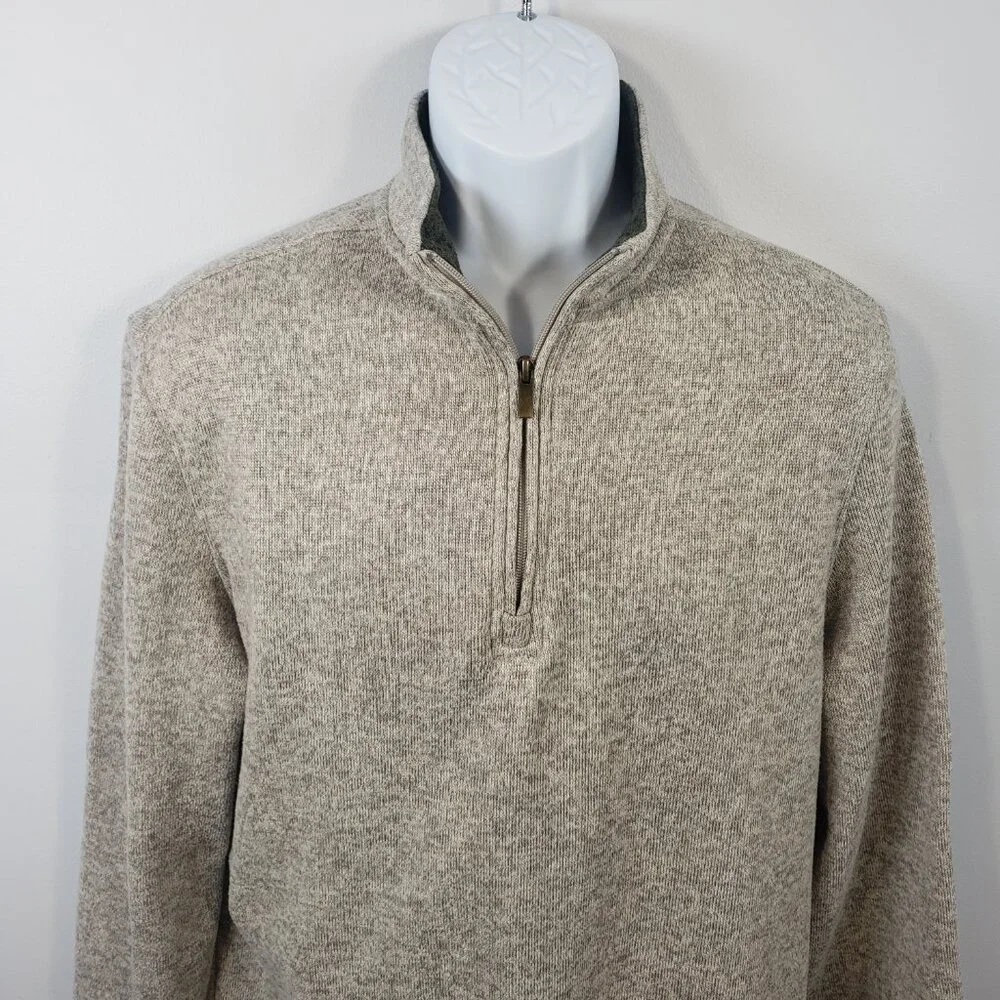 Grove & Hollow Men's Large L Zippered Pullover Sweater Long Sleeve Beige / A254